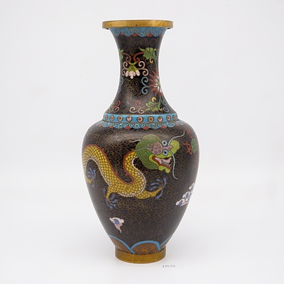 Chinese Cloisonne Enamel Dragon Vase, 20th Century