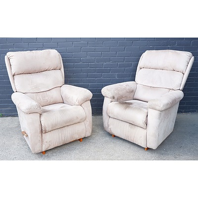 Pair of Lazy Boy Suede Upholstered Recliners