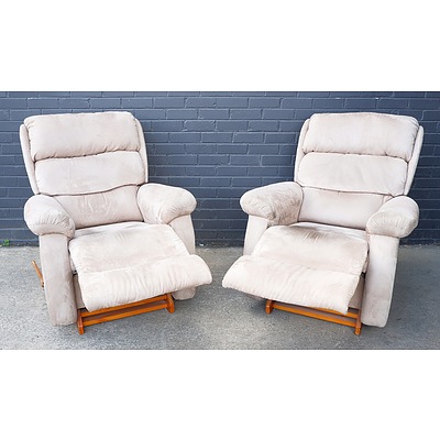 Pair of Lazy Boy Suede Upholstered Recliners