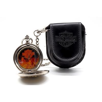 Franklin Mint Harley Davidson Pocket Watch with Pouch