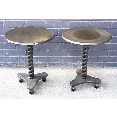 Pair of Antique Style Wine Table with Barley Twist Columns