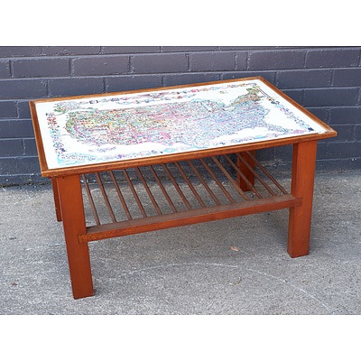 Retro Coffee Table with Comedy Map of the USA