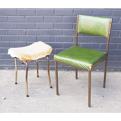 Vintage Metal Framed Chair and Stool