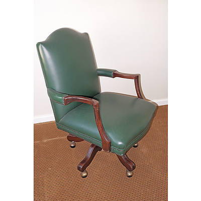 Antique Style Leather Upholstered Desk Chair