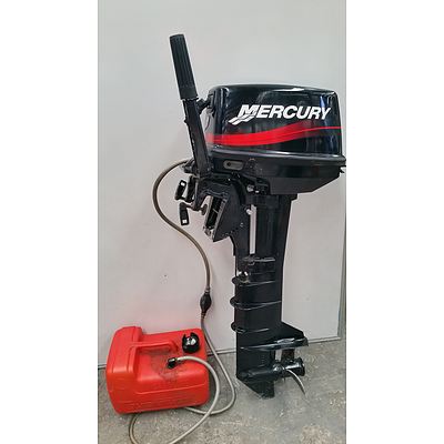 Mercury 8.0HP Two Stroke Outboard Motor and Quicksilver Fuel Tank
