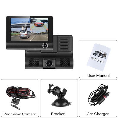 4 inch Car DVR Kit with 3 Cameras G-Sensor Loop Recording and Rear View Parking Cam - Brand New