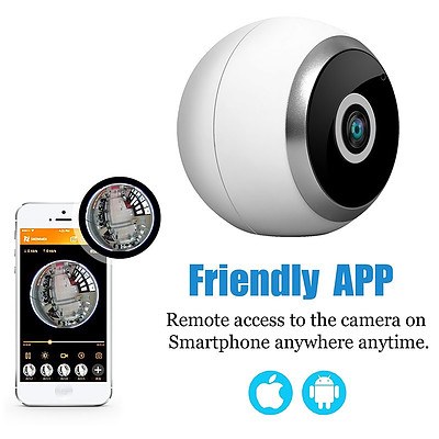 360-Degree HD Wireless IP Camera with Motion Detection Night Vision App Support and SD Card Recording - Brand New