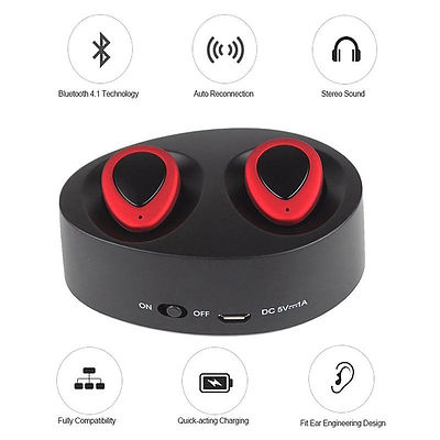 Pair TWS (True Wireless Stereo) Mini In-Ear Double Black Wireless Bluetooth Stereo Headset Headphones, Earbuds with Microphone - Brand new