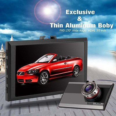 3.0 inch Ultra Slim LCD Dashboard Camera with H.D. with Night Vision & G-sensor - Brand New