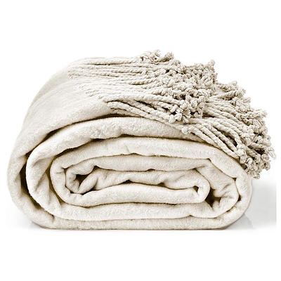 Royal Comfort 100% Egyptian Luxury 420GSM Cotton Ivory Throw - RRP $199 - Brand New