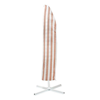 Outdoor Umbrella - Sand and White Stripe - RRP: $449