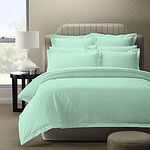 Royal Comfort 1200 Thread count Damask Stripe Cotton Blend Quilt Cover Sets Queen Mist