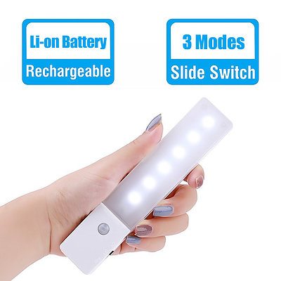 EL608 Rechargeable Infrared Motion Sensor Wall LED Night Light Torch (Cool White) - with Warranty