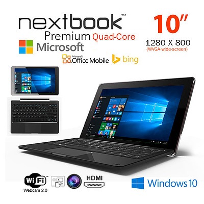 Nextbook 10.1 Inch 32G Windows 10 Quad Core with HDMI Output TabLet PC (NXW10QC32G) refurbished Whitebox only - with Warranty
