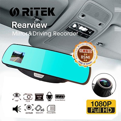 Ritek Full HD 1080 CRMT 01 Rearview Mirror & Driving Recorder - with Warranty