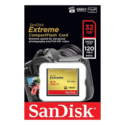 Sandisk 32GB Extreme CompactFlash Card with (write) 85MB s and (Read)120MB s - SDCFXSB-032G - with Warranty