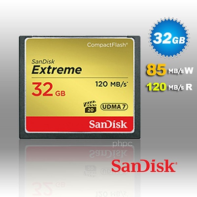 Sandisk 32GB Extreme CompactFlash Card with (write) 85MB s and (Read)120MB s - SDCFXSB-032G - with Warranty