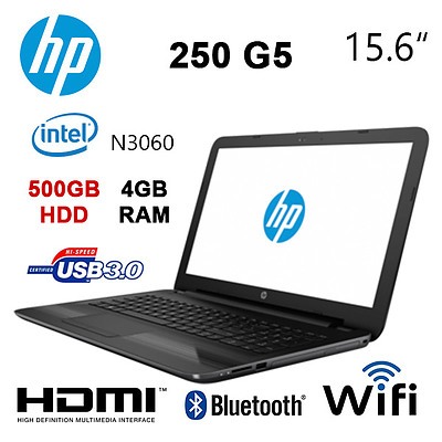 HP W5T31PT G5 250 N3060 1.60GHz Dual Core 15.6inch HD 4GB 500GB Laptop - with Warranty - RRP: $577 - Brand New