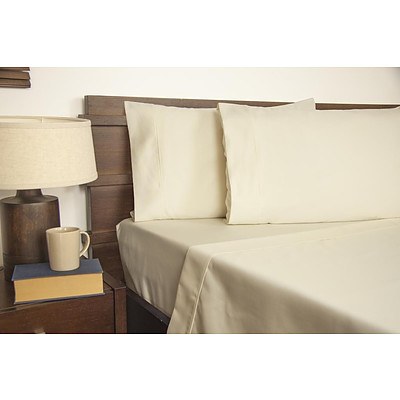 Ardor 1900 Thread Count Cotton Rich Sheet Set Ivory King - RRP: $340 - Brand New