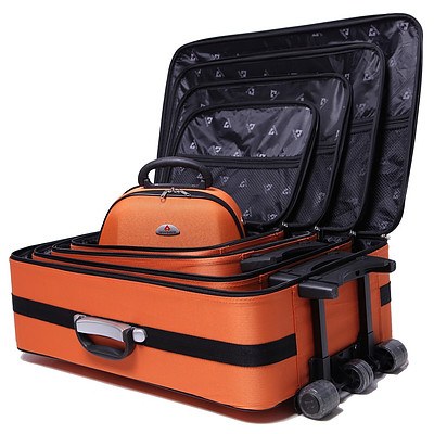 5pc Suitcase Trolley Travel Bag Luggage Set Orange - RRP $234.95 - Brand New