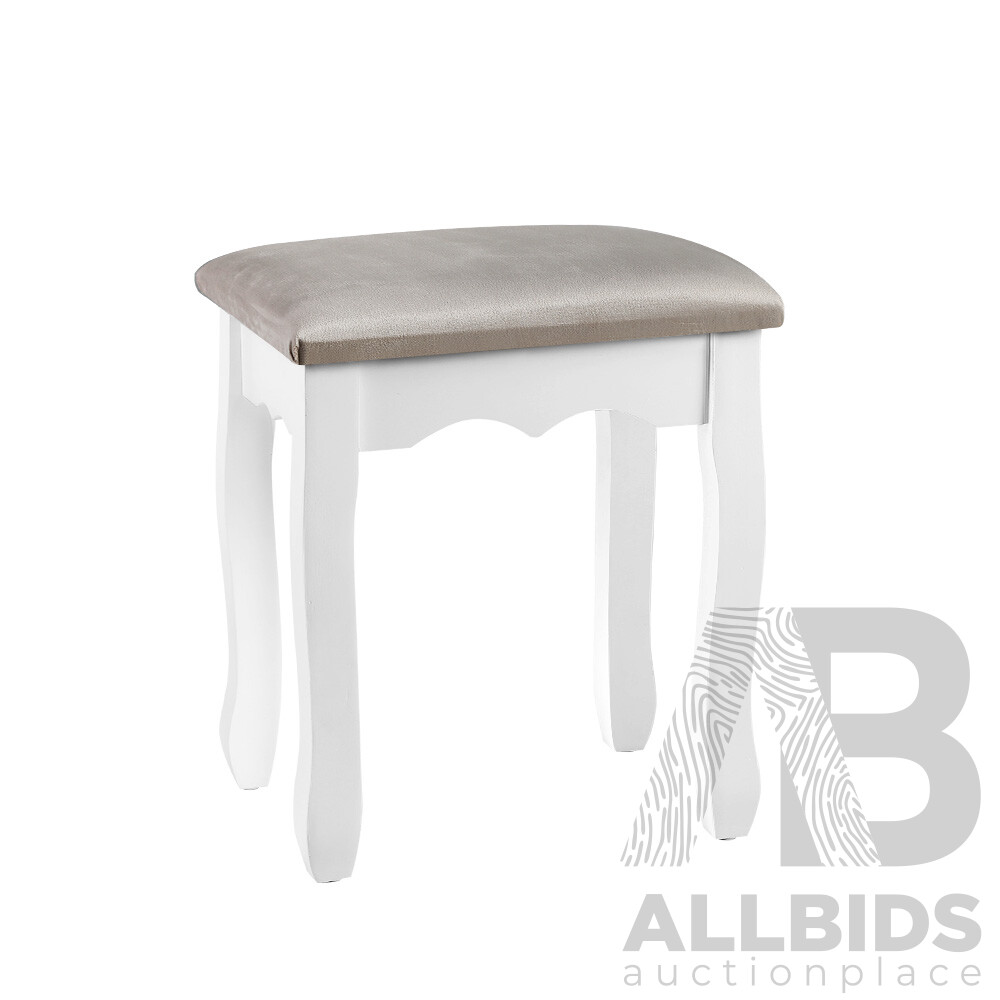 grey dressing table with stool