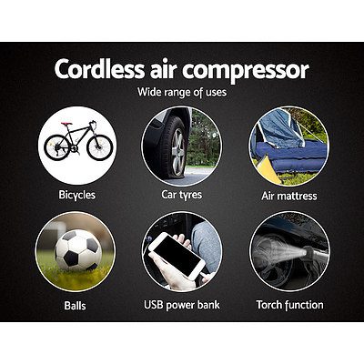 Portable Air Compressor Digital Hawk Cordless Car Pump Tyre Inflator 12V