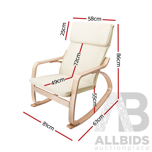 Fabric Rocking Arm Chair - Beige - Free Shipping