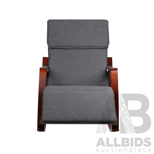 Fabric Rocking Arm Chair with Adjustable Footrest - Charcoal - Free Shipping