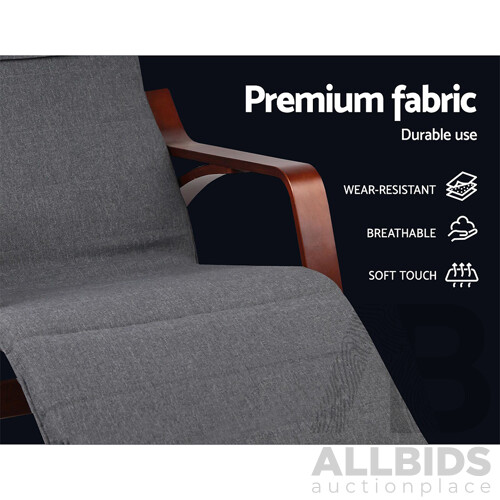 Fabric Rocking Arm Chair with Adjustable Footrest - Charcoal - Free Shipping