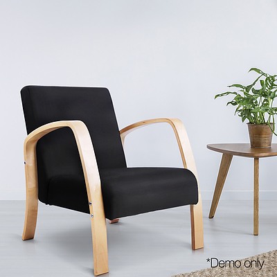 Wooden Arm Chair with Sponge Cushion - Black - Free Shipping