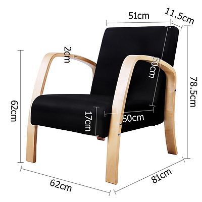 Wooden Arm Chair with Sponge Cushion - Black - Free Shipping