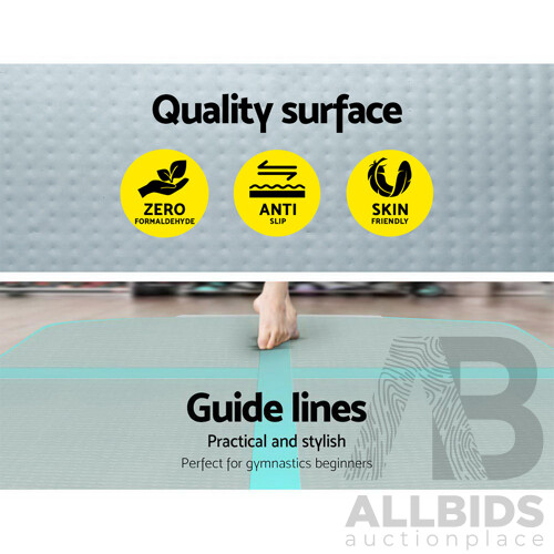 3m x 1m Air Track Mat Gymnastic Tumbling Mint Green and Grey - Brand New - Free Shipping