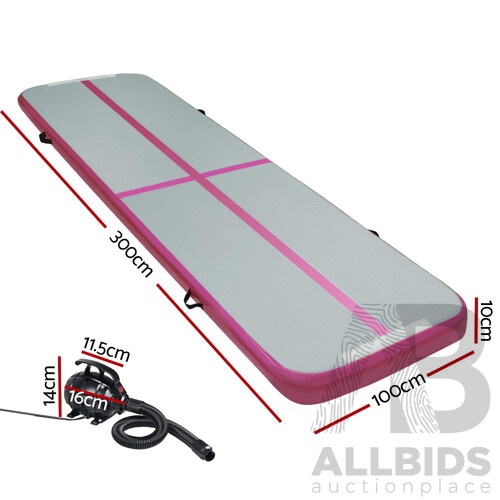 3m x 1m Air Track Mat Gymnastic Tumbling Pink and Grey - Brand New - Free Shipping