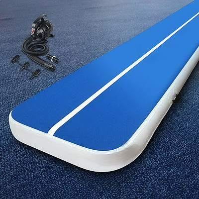 Everfit 6X1M Inflatable Air Track Mat 20CM Thick with Pump Tumbling Gymnastics Blue - Brand New - Free Shipping