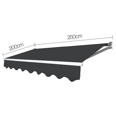 Retractable Outdoor Arm Awning 2.5 x 2M - Grey