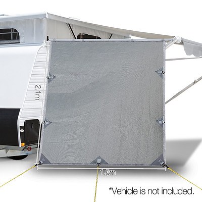 2.1x1.8m Fabric Caravan Pop Top End Screen Grey - Brand New - Free Shipping