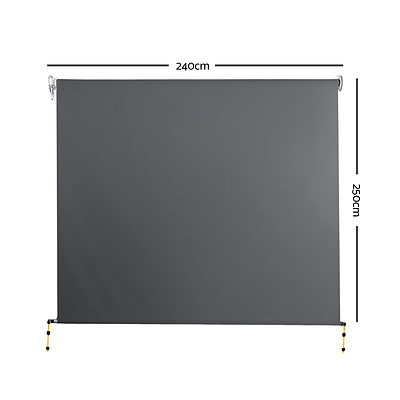 2.4m x 2.5m Retractable Roll Down Awning - Grey