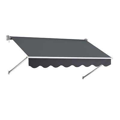 Instahut 1.8m x 2.1m Retractable Fixed Pivot Arm Awning - Grey - Free Shipping