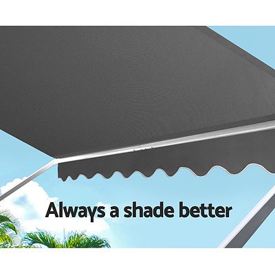 2.1m x 2.1m Retractable Fixed Pivot Arm Awning - Grey - Brand New - Free Shipping