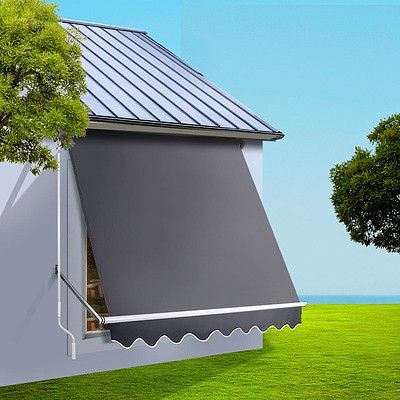 2.1m x 2.1m Retractable Fixed Pivot Arm Awning - Grey - Brand New - Free Shipping