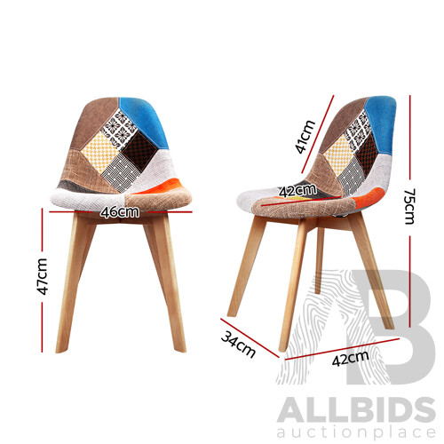 Set of 2 Retro Beech Fabric Dining Chair - Free Shipping