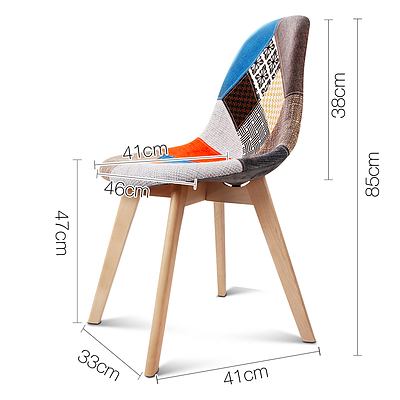 Set of 2 Retro Beech Fabric Dining Chair - Free Shipping