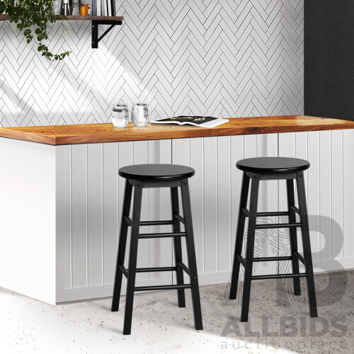 Set of 2 Wooden Bar Stool Black - Brand New - Free Shipping