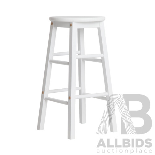 Set of 2 Wooden Bar Stool White - Brand New - Free Shipping