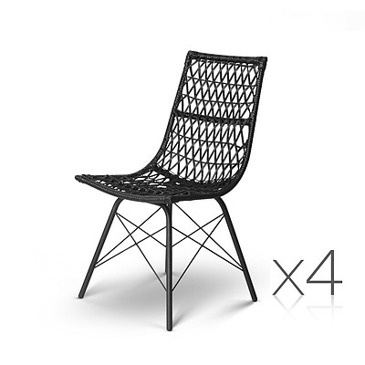 Set of 4 Rattan Dining Chair Black - Brand New - Free Shipping