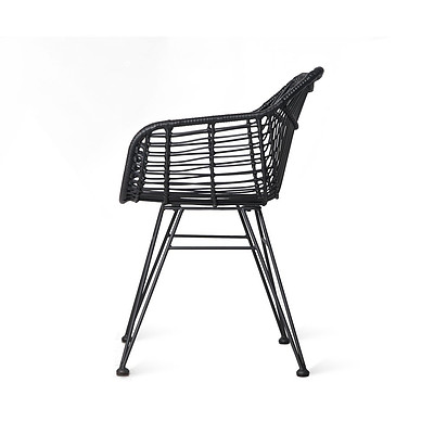 Set of 2 Rattan Dining Chair Black - Brand New - Free Shipping