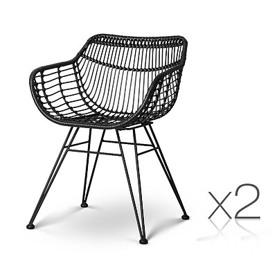Set of 2 Rattan Dining Chair Black - Brand New - Free Shipping