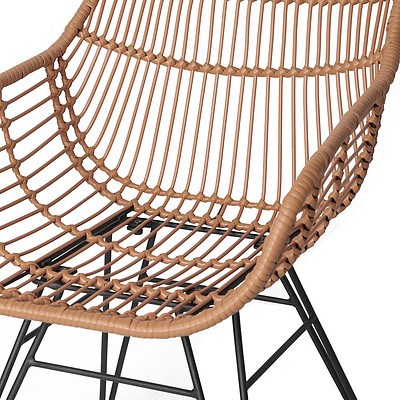 Set of 2 PE Wicker Dining Chair - Natural - Free Shipping