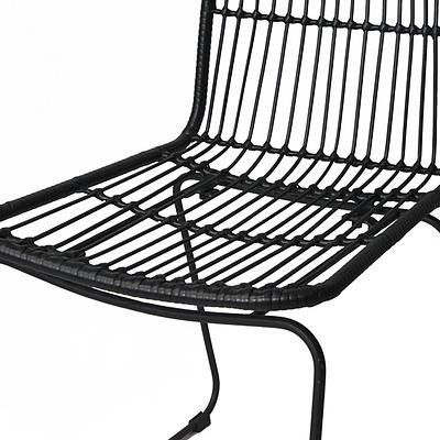 Set of 2 PE Wicker Dinign Chair - Black - Free Shipping
