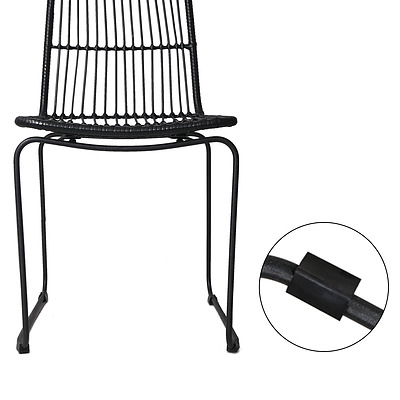Set of 2 PE Wicker Dining Chair - Black - Free Shipping